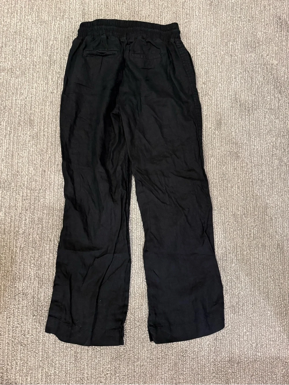 Quince 100% European Linen Wide Leg Pants Black Small
